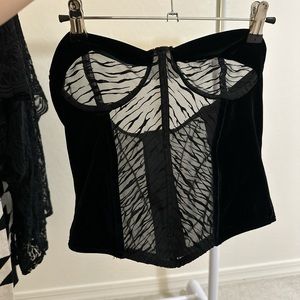 DREAMGIRL MESH AND VELVET CORSET TOP